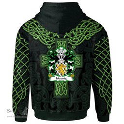 ScotsTee Shop Welsh Meurig King of Gwent Coat of Arms Family Crest Wales Hoodie Cymru Dragon With Celtic Cross Green Hoodie