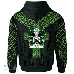 ScotsTee Shop Welsh Hope of Broughton Flint Coat of Arms Family Crest Wales Hoodie Cymru Dragon With Celtic Cross Green Hoodie