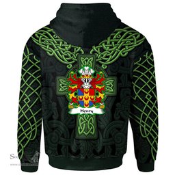 ScotsTee Shop Welsh Henry AP GWILYM AP THOMAS Coat of Arms Family Crest Wales Hoodie Cymru Dragon With Celtic Cross Green Hoodie