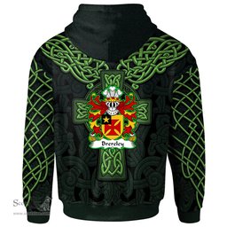 ScotsTee Shop Welsh Brereley or Brierley Coat of Arms Family Crest Wales Hoodie Cymru Dragon With Celtic Cross Green Hoodie