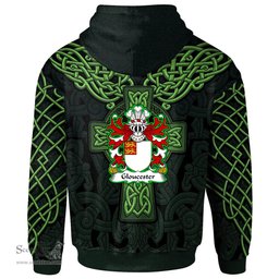 ScotsTee Shop Welsh Gloucester mother was heiress to Fitzhamon Coat of Arms Family Crest Wales Hoodie Cymru Dragon With Celtic Cross Green Hoodie
