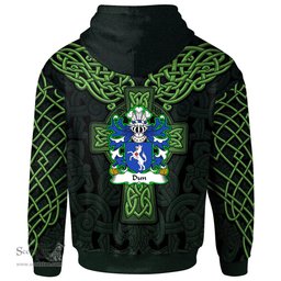 ScotsTee Shop Welsh Dun or DONNE Sir Daniel Coat of Arms Family Crest Wales Hoodie Cymru Dragon With Celtic Cross Green Hoodie