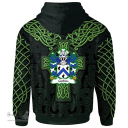 ScotsTee Shop Welsh Gethin a soldier in Normandy in 1430s Coat of Arms Family Crest Wales Hoodie Cymru Dragon With Celtic Cross Green Hoodie