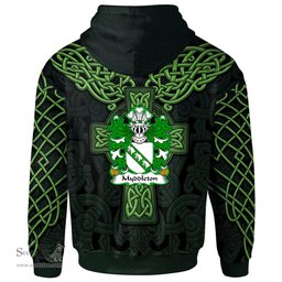 ScotsTee Shop Welsh Myddleton of Gwenynog Denbighshire Coat of Arms Family Crest Wales Hoodie Cymru Dragon With Celtic Cross Green Hoodie