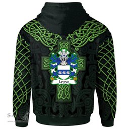ScotsTee Shop Welsh Lewys AP RHYS AP HYWEL AP GRUFFUDD Coat of Arms Family Crest Wales Hoodie Cymru Dragon With Celtic Cross Green Hoodie