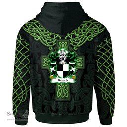 ScotsTee Shop Welsh Record of Tenby Pembrokeshire Coat of Arms Family Crest Wales Hoodie Cymru Dragon With Celtic Cross Green Hoodie