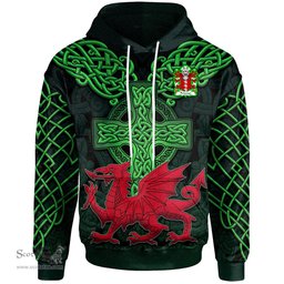 ScotsTee Shop Welsh Penwyn Iorwerth ap Cynwrig ab Iorwerth Coat of Arms Family Crest Wales Hoodie Cymru Dragon With Celtic Cross Green Hoodie