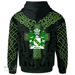 ScotsTee Shop Welsh Hooton lord of Hooton Cheshire Coat of Arms Family Crest Wales Hoodie Cymru Dragon With Celtic Cross Green Hoodie
