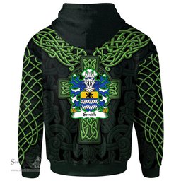 ScotsTee Shop Welsh Smith of Denbighshire Coat of Arms Family Crest Wales Hoodie Cymru Dragon With Celtic Cross Green Hoodie