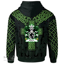 ScotsTee Shop Welsh Robert AP HYWEL Denbighshire Coat of Arms Family Crest Wales Hoodie Cymru Dragon With Celtic Cross Green Hoodie