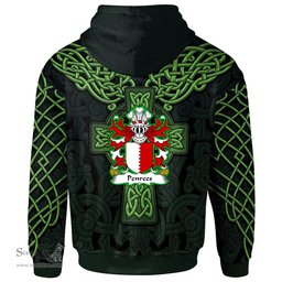 ScotsTee Shop Welsh Penrees or Penrice of Penrice Gower Coat of Arms Family Crest Wales Hoodie Cymru Dragon With Celtic Cross Green Hoodie