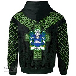 ScotsTee Shop Welsh Madog AP RHYS Coat of Arms Family Crest Wales Hoodie Cymru Dragon With Celtic Cross Green Hoodie