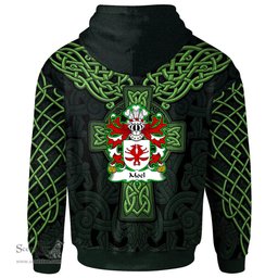 ScotsTee Shop Welsh Moel of Anglesey Coat of Arms Family Crest Wales Hoodie Cymru Dragon With Celtic Cross Green Hoodie