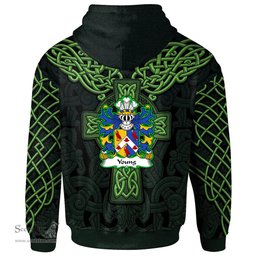 ScotsTee Shop Welsh Young Bishop of St. Davids Coat of Arms Family Crest Wales Hoodie Cymru Dragon With Celtic Cross Green Hoodie