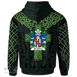 ScotsTee Shop Welsh Stradling of St. Donats Glamorgan Coat of Arms Family Crest Wales Hoodie Cymru Dragon With Celtic Cross Green Hoodie
