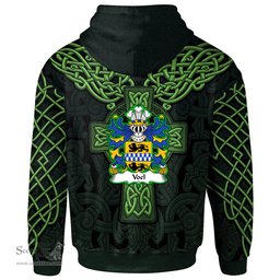 ScotsTee Shop Welsh Voel of Haverfordwest Pembrokeshire Coat of Arms Family Crest Wales Hoodie Cymru Dragon With Celtic Cross Green Hoodie