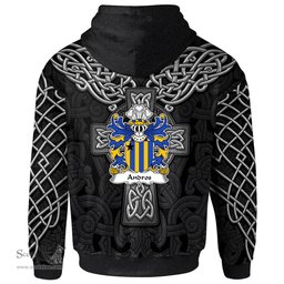 ScotsTee Shop Welsh Andros or Andrews Coat of Arms Family Crest Wales Hoodie Cymru Dragon With Celtic Cross Black Hoodie