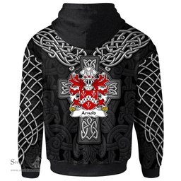 ScotsTee Shop Welsh Arnold Sir Acquired Llanthony Abbey Coat of Arms Family Crest Wales Hoodie Cymru Dragon With Celtic Cross Black Hoodie