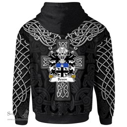 ScotsTee Shop Welsh Beven or Bevan Coat of Arms Family Crest Wales Hoodie Cymru Dragon With Celtic Cross Black Hoodie