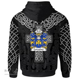 ScotsTee Shop Welsh Cadwaladr FENDIGAID King of Gwynedd Coat of Arms Family Crest Wales Hoodie Cymru Dragon With Celtic Cross Black Hoodie