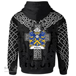 ScotsTee Shop Welsh Aubrey of Breconshire Coat of Arms Family Crest Wales Hoodie Cymru Dragon With Celtic Cross Black Hoodie