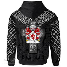 ScotsTee Shop Welsh Cadwallon AP MADOG Coat of Arms Family Crest Wales Hoodie Cymru Dragon With Celtic Cross Black Hoodie