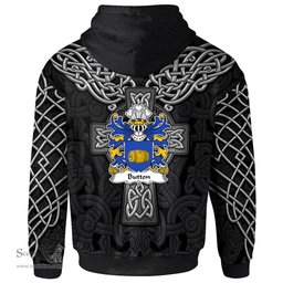 ScotsTee Shop Welsh Button of Worlton Glamorgan Coat of Arms Family Crest Wales Hoodie Cymru Dragon With Celtic Cross Black Hoodie