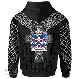 ScotsTee Shop Welsh Baskerville of Eardisley Herefordshire Coat of Arms Family Crest Wales Hoodie Cymru Dragon With Celtic Cross Black Hoodie