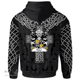 ScotsTee Shop Welsh Baker of Abergavenny Coat of Arms Family Crest Wales Hoodie Cymru Dragon With Celtic Cross Black Hoodie