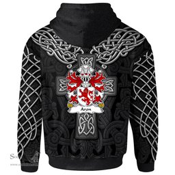 ScotsTee Shop Welsh Aron Sir Aron Ap Bledri Coat of Arms Family Crest Wales Hoodie Cymru Dragon With Celtic Cross Black Hoodie