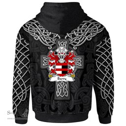 ScotsTee Shop Welsh Barry Herefordshire Coat of Arms Family Crest Wales Hoodie Cymru Dragon With Celtic Cross Black Hoodie