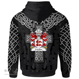 ScotsTee Shop Welsh Camber AP BRUTUS Coat of Arms Family Crest Wales Hoodie Cymru Dragon With Celtic Cross Black Hoodie