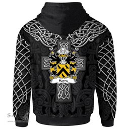 ScotsTee Shop Welsh Harry AP THOMAS Coat of Arms Family Crest Wales Hoodie Cymru Dragon With Celtic Cross Black Hoodie