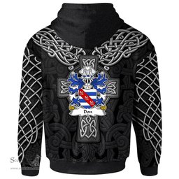 ScotsTee Shop Welsh Don or Donne of Utkington Cheshire Coat of Arms Family Crest Wales Hoodie Cymru Dragon With Celtic Cross Black Hoodie