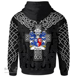 ScotsTee Shop Welsh Herbert 1st Earl of Pembrokeshire Coat of Arms Family Crest Wales Hoodie Cymru Dragon With Celtic Cross Black Hoodie
