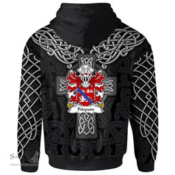 ScotsTee Shop Welsh Fitzpain of Llanfair Monmouthshire Coat of Arms Family Crest Wales Hoodie Cymru Dragon With Celtic Cross Black Hoodie