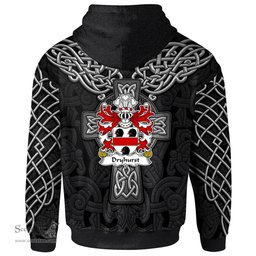 ScotsTee Shop Welsh Dryhurst of Denbighshire Coat of Arms Family Crest Wales Hoodie Cymru Dragon With Celtic Cross Black Hoodie