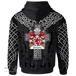 ScotsTee Shop Welsh Edwards of Chirk Denbighshire Coat of Arms Family Crest Wales Hoodie Cymru Dragon With Celtic Cross Black Hoodie