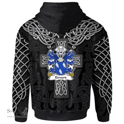 ScotsTee Shop Welsh Edward AP RHYS Coat of Arms Family Crest Wales Hoodie Cymru Dragon With Celtic Cross Black Hoodie