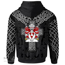 ScotsTee Shop Welsh Fort of Llansteffan Carmarthenshire Coat of Arms Family Crest Wales Hoodie Cymru Dragon With Celtic Cross Black Hoodie