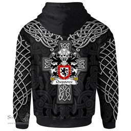 ScotsTee Shop Welsh Chepstowe Monmouthshire Coat of Arms Family Crest Wales Hoodie Cymru Dragon With Celtic Cross Black Hoodie