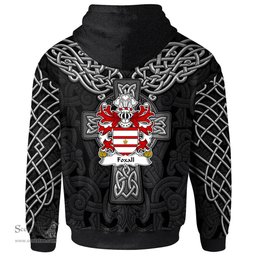 ScotsTee Shop Welsh Foxall of Foxall Denbighshire Coat of Arms Family Crest Wales Hoodie Cymru Dragon With Celtic Cross Black Hoodie