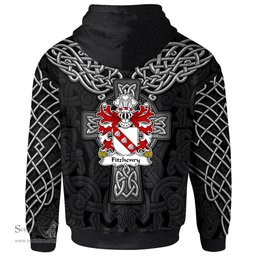 ScotsTee Shop Welsh Fitzhenry of Pembrokeshire Coat of Arms Family Crest Wales Hoodie Cymru Dragon With Celtic Cross Black Hoodie