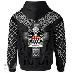 ScotsTee Shop Welsh Clement of Cardiganshire Coat of Arms Family Crest Wales Hoodie Cymru Dragon With Celtic Cross Black Hoodie