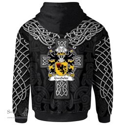 ScotsTee Shop Welsh Gwehelor lord of Llantrisaint Monmouthshire Coat of Arms Family Crest Wales Hoodie Cymru Dragon With Celtic Cross Black Hoodie