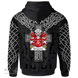 ScotsTee Shop Welsh Ednywain AP BRADWEN Coat of Arms Family Crest Wales Hoodie Cymru Dragon With Celtic Cross Black Hoodie