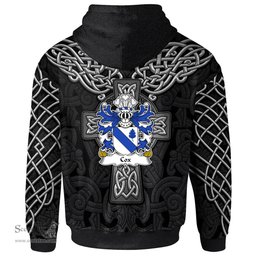 ScotsTee Shop Welsh Cox of Norton Monmouthshire Coat of Arms Family Crest Wales Hoodie Cymru Dragon With Celtic Cross Black Hoodie