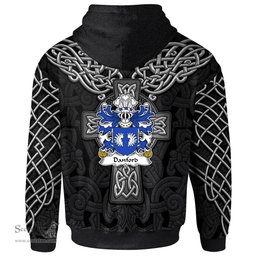 ScotsTee Shop Welsh Danford Monmouthshire Coat of Arms Family Crest Wales Hoodie Cymru Dragon With Celtic Cross Black Hoodie
