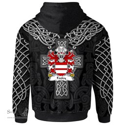ScotsTee Shop Welsh Foxley Hugh m. Margaret Pigot Coat of Arms Family Crest Wales Hoodie Cymru Dragon With Celtic Cross Black Hoodie