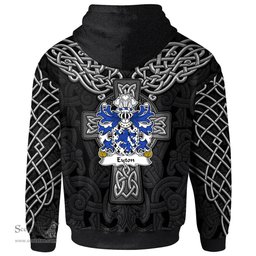 ScotsTee Shop Welsh Eyton of Denbighshire Coat of Arms Family Crest Wales Hoodie Cymru Dragon With Celtic Cross Black Hoodie